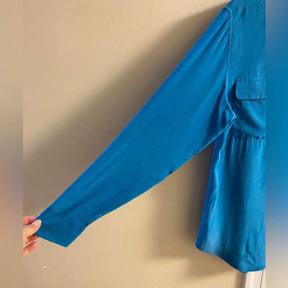 Equipment Femme silk blouse button front turquoise Medium - Picture 7 of 9